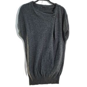 R.Company Grey Mini Dress Ribbed Bottom Hem & Half Sleeves Button Neck Line Sz M